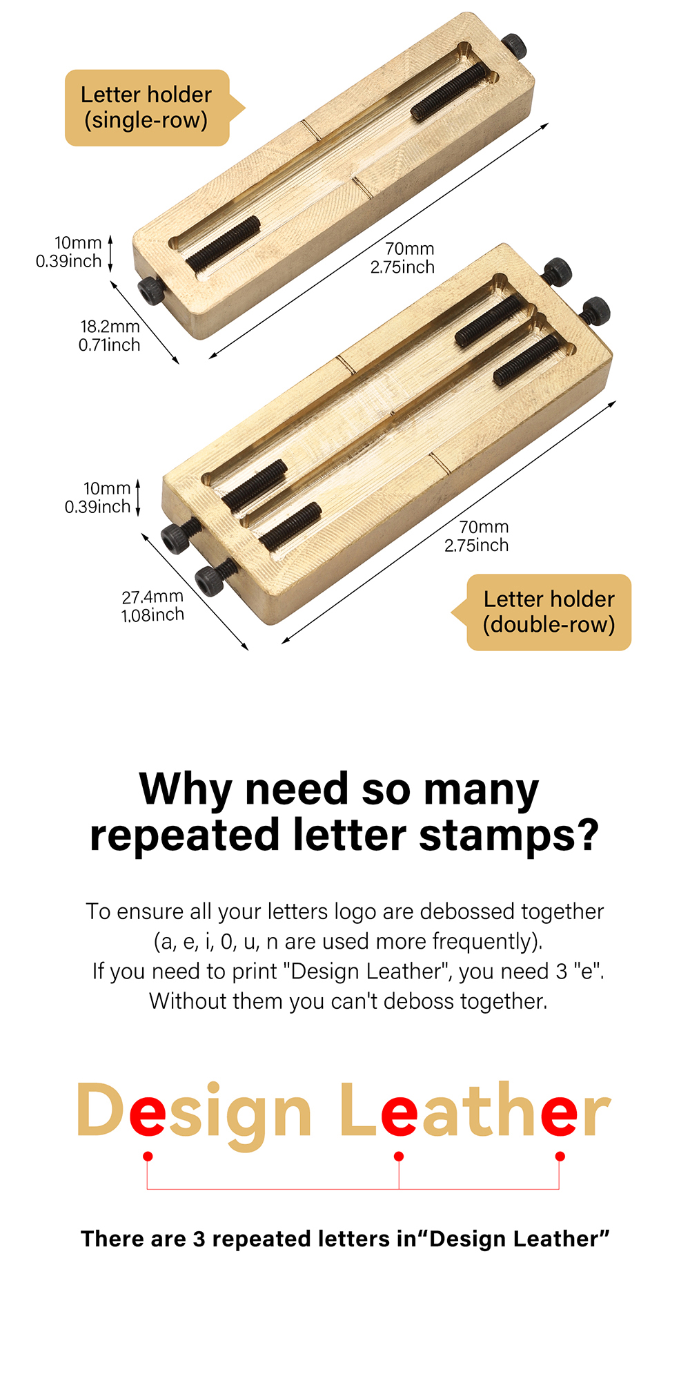 WUTA Brass Letters Number Symbols Stamp Set for Leather Alphabet ...