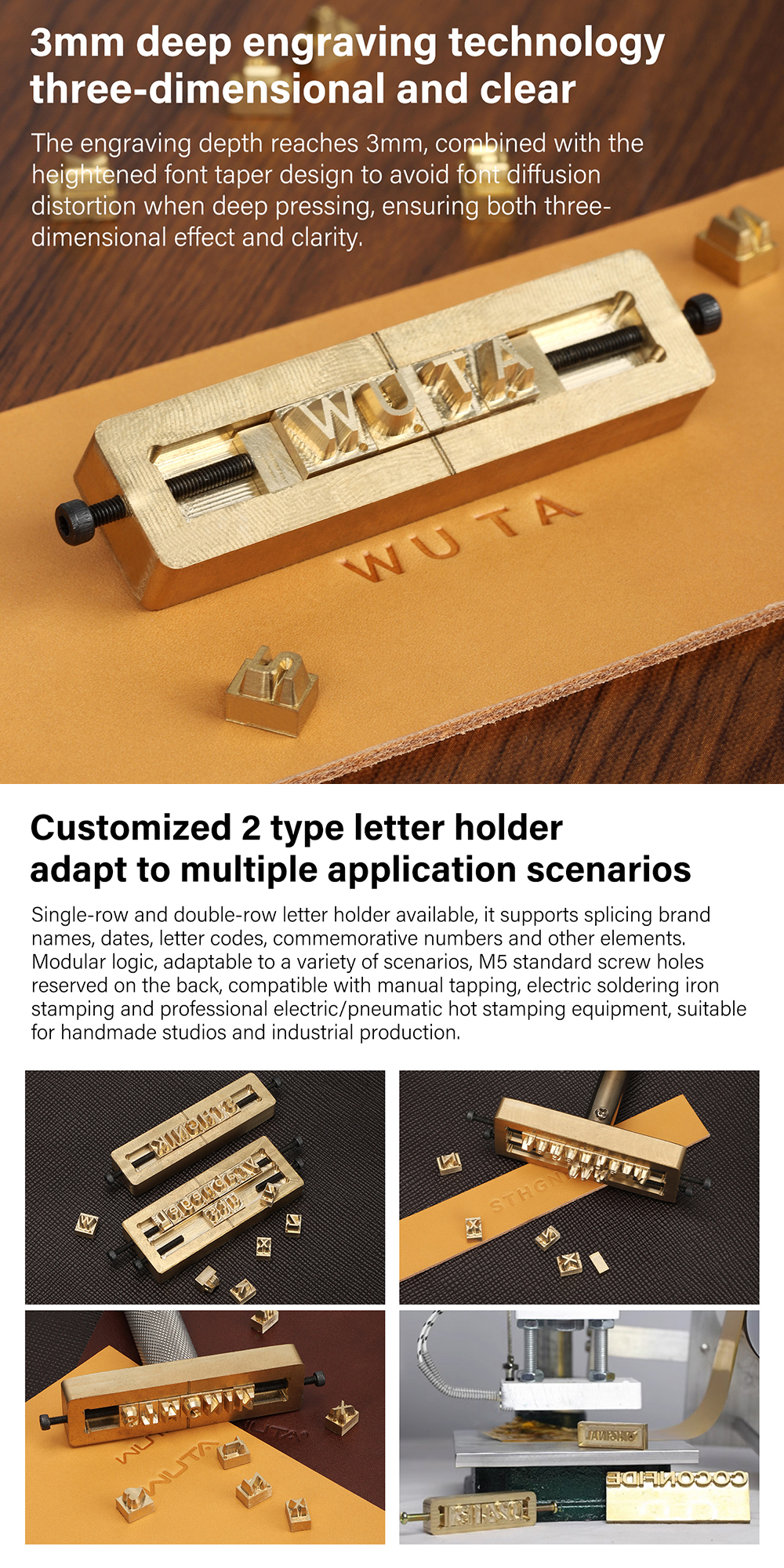 WUTA Brass Letters Number Symbols Stamp Set for Leather Alphabet ...