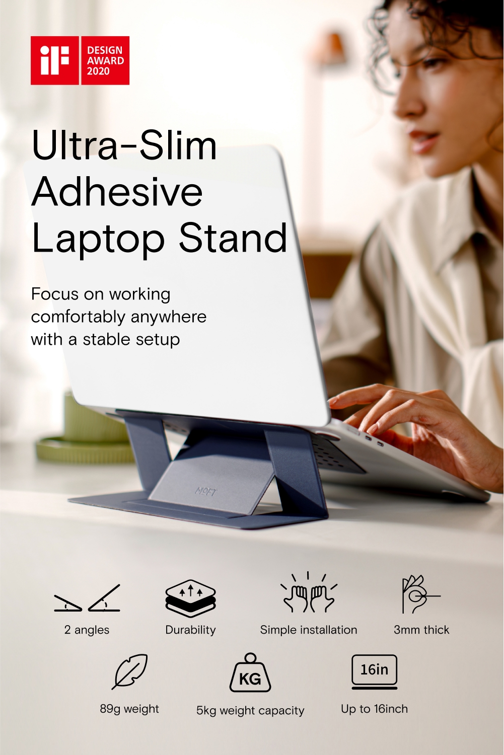 MOFT Adhesive Invisible Laptop Stand - Suitable for Sizes (11.6