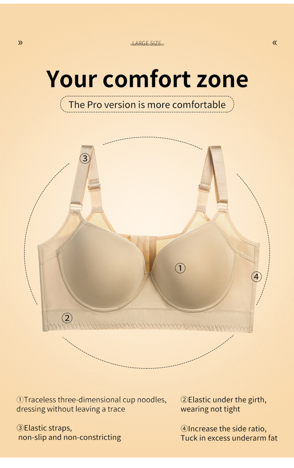 QVV Plus Size Bras for Women Push Up Hide Back Fat Deep Cup Underwire ...