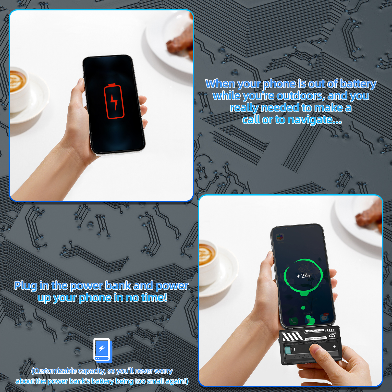 GOOJODOQ Mini Powerbank 10000mAh untuk Telefon Android Jenis C Bateri ...