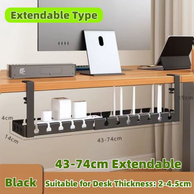 Extendable Under Desk Cable Management Tray Desk Bottom Socket Holder ...