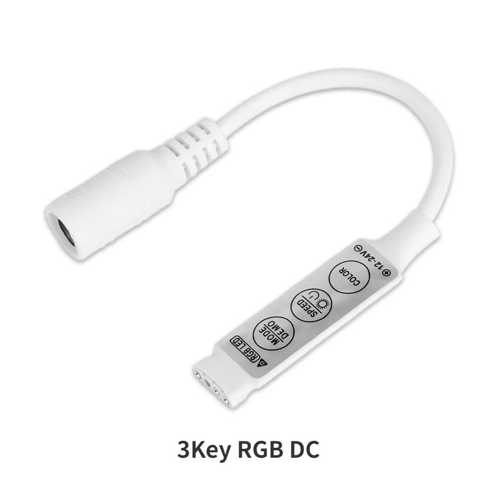 DC 12V 24V Mini 3 Keys Dimmer Single Color or RGB LED Controller ...