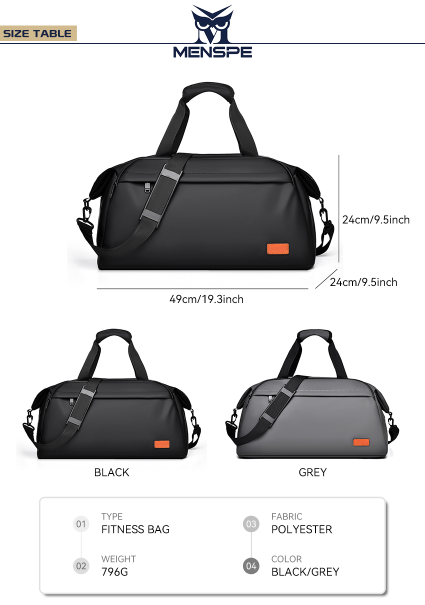 MENSPE Men's Fashion Outdoor Fitness Bag Handbag Unisex Sports Gym Dry ...