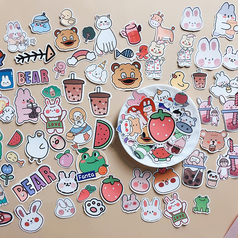 Cute Hami Melon Bear Stickers 90pcs Diy Computer Washi Scrapbooking ...