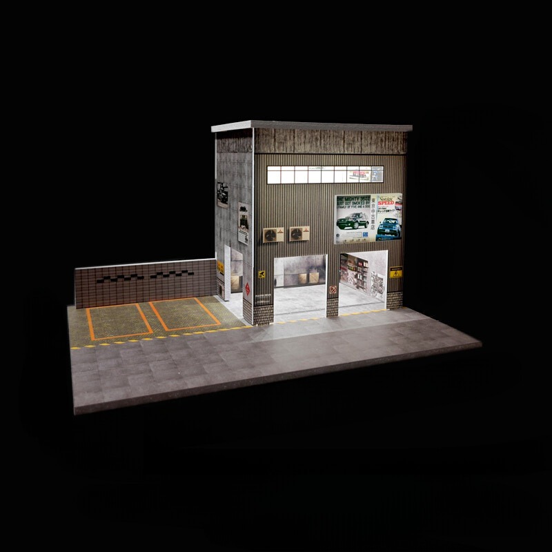 Diorama 1/64 Repair WorkShop Buildings Model Car Tuning Shop Model with ...