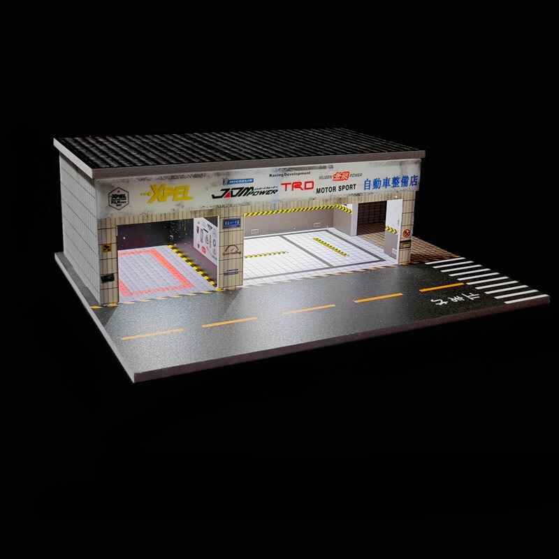 Diorama 1/64 Repair WorkShop Buildings Model Car Tuning Shop Model with ...
