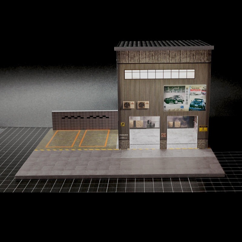 Diorama 1/64 Repair WorkShop Buildings Model Car Tuning Shop Model with ...