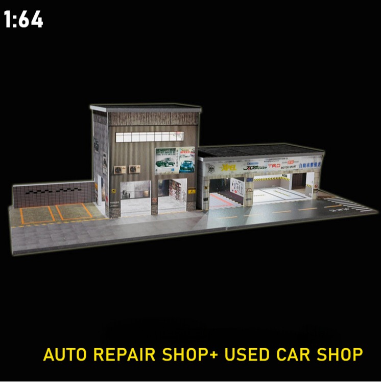 Diorama 1/64 Repair WorkShop Buildings Model Car Tuning Shop Model with ...