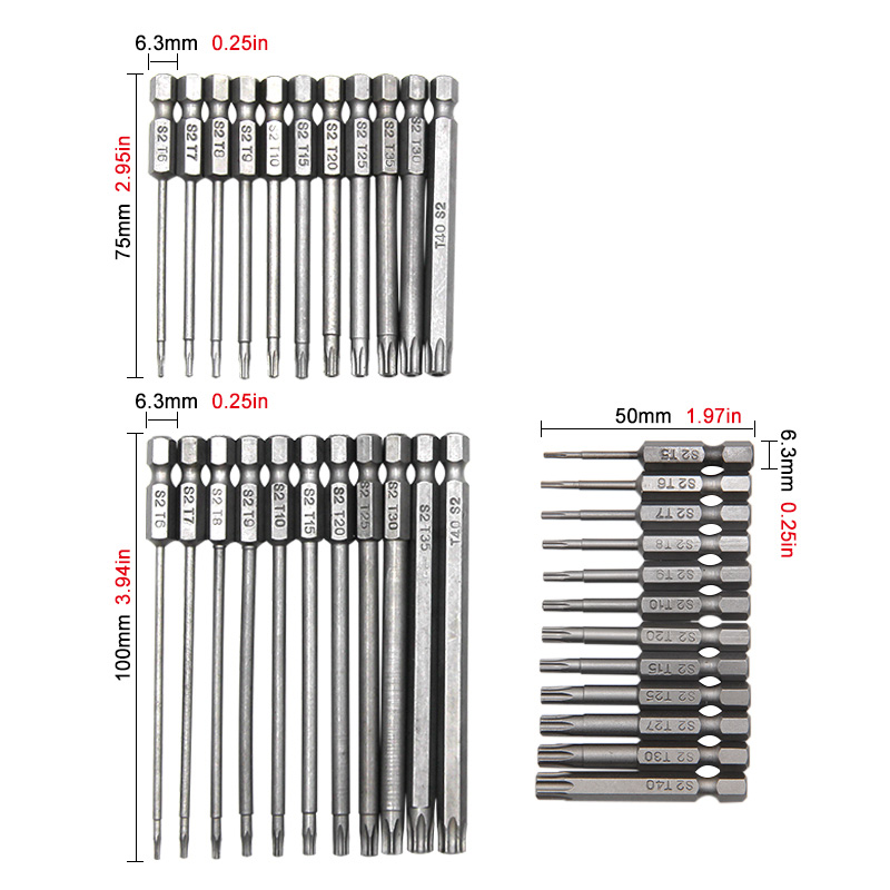 Star Hollow Bits Set 11/12Pcs 50/75/100mm T5-T40 Stripping Bit Set For ...