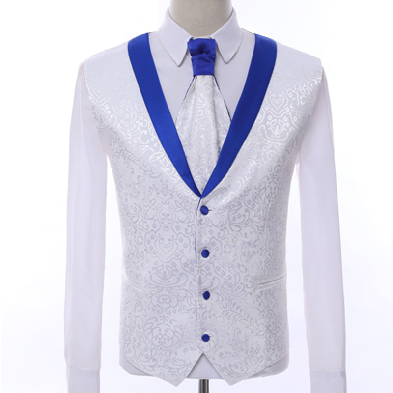 Royal Blue Shawl Lapel Jacquard Groomsmen Tailcoats Blazer 2 Pieces