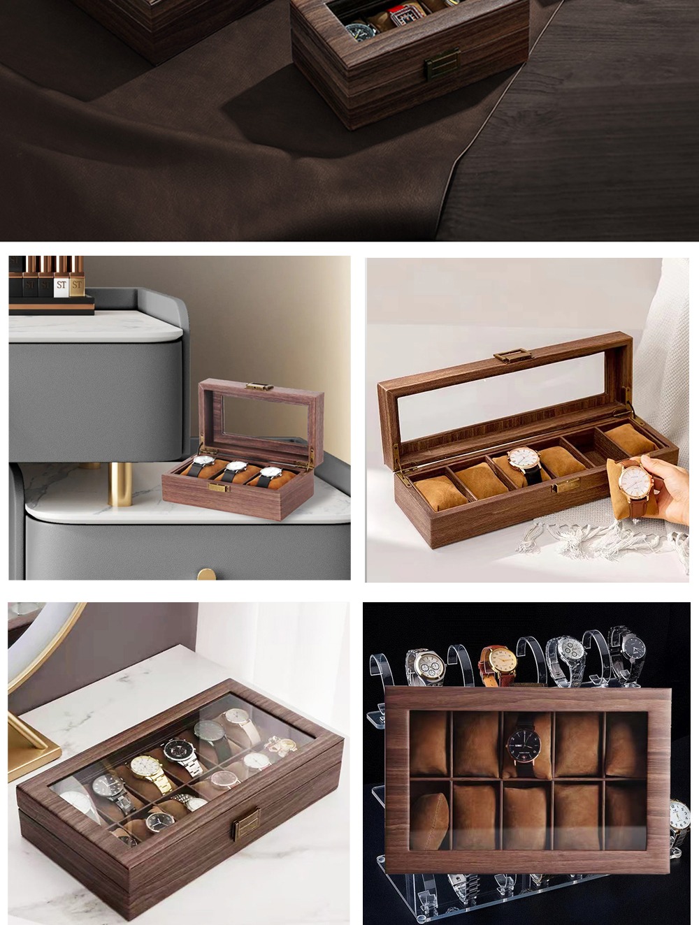 High-Grade Retro Watch Box Wooden Watch Storage Box Leather Watch ...