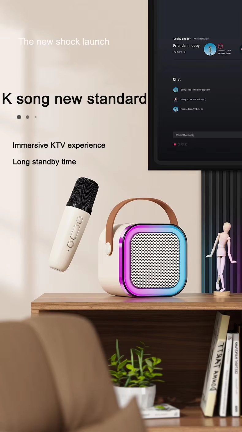 K12 Bluetooth Speaker Wireless Microphone Smart LED Outdoor Portable ...