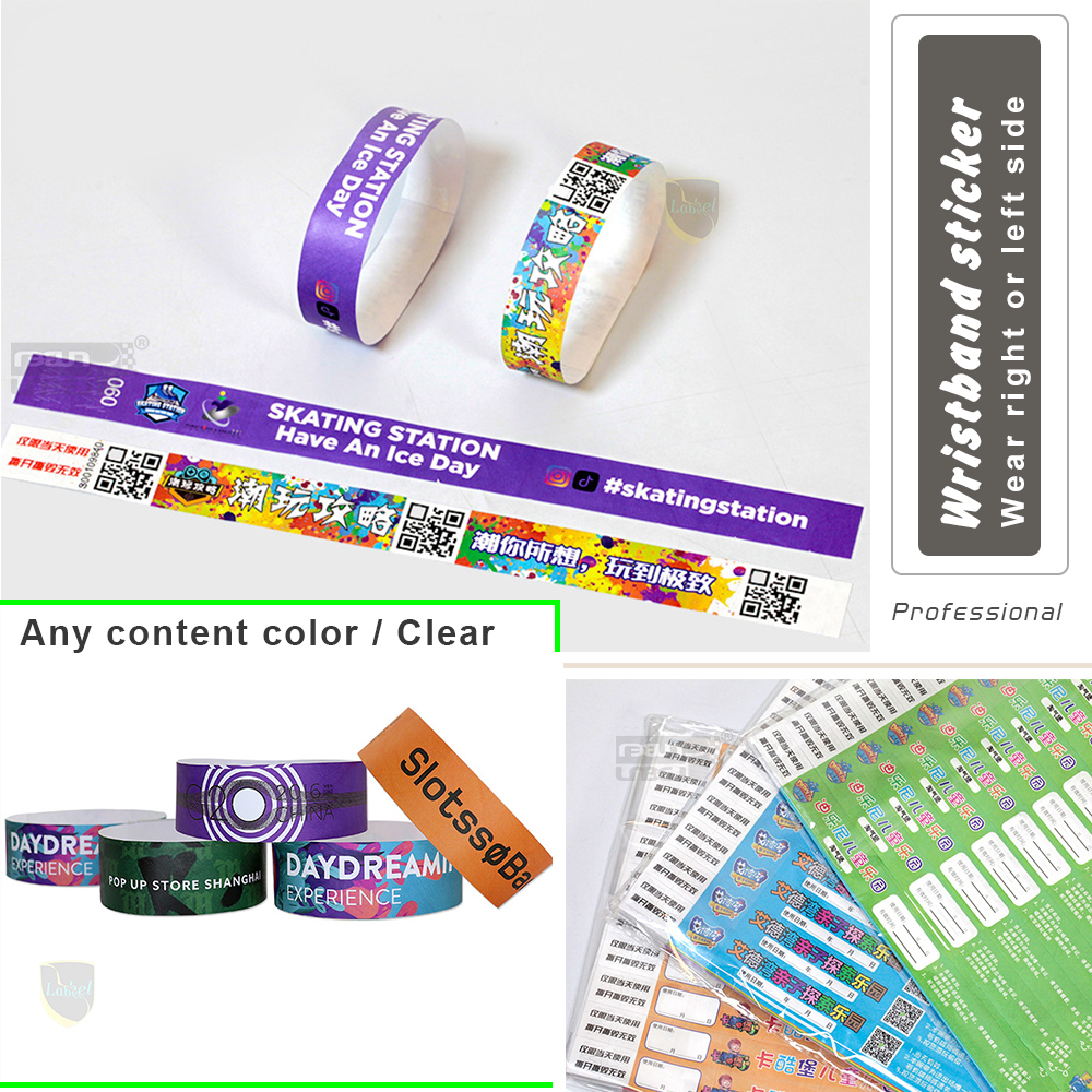 100pcs disposable wristband sticker, tyvek events sticker party hand ...