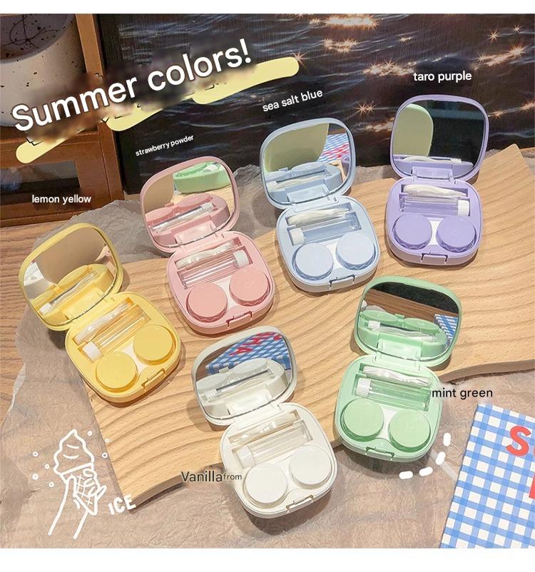 Cute Contact Lens Case Portable Dual Box DIY Colorful Pupil Storage ...