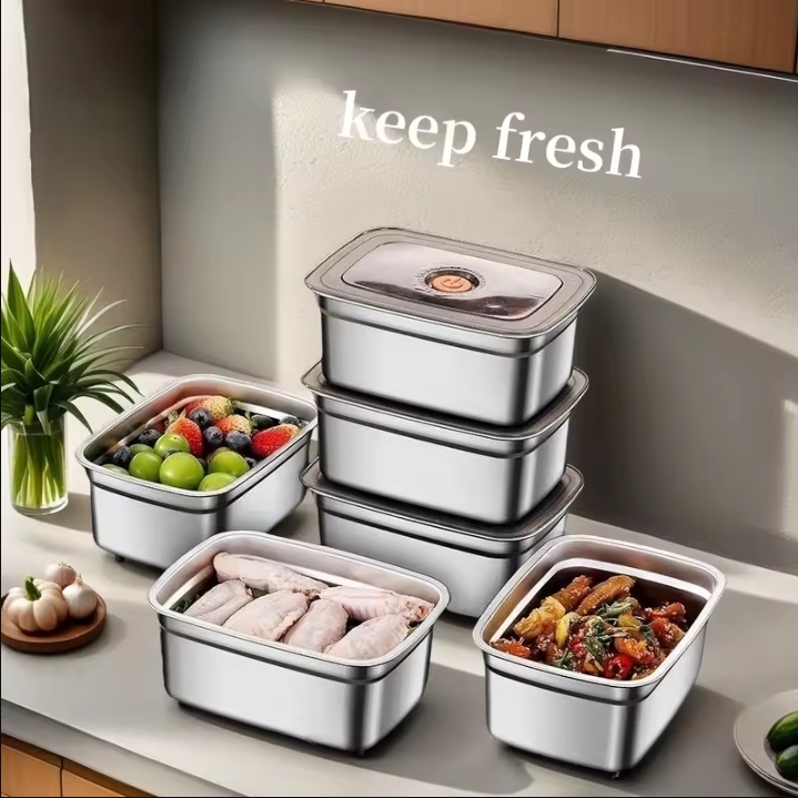 6PCS 304 Stainless Steel Food Container Box with Lid Food Storage ...