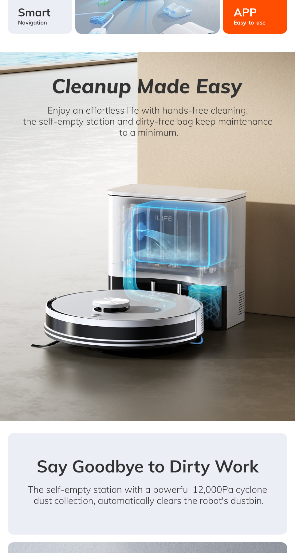 Robot Aspirateur Et Serpillère ILIFE A30 Pro Avec Station De Vidange Automatique - 800W - 2,5L - Neuf