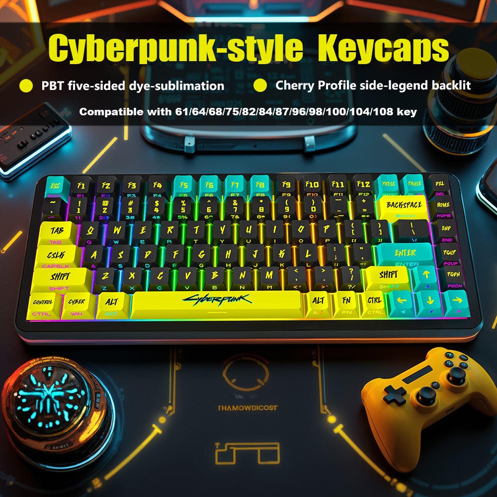 129key Cyberpunk PBT Cherry Profile Side-printed Shine-through ...