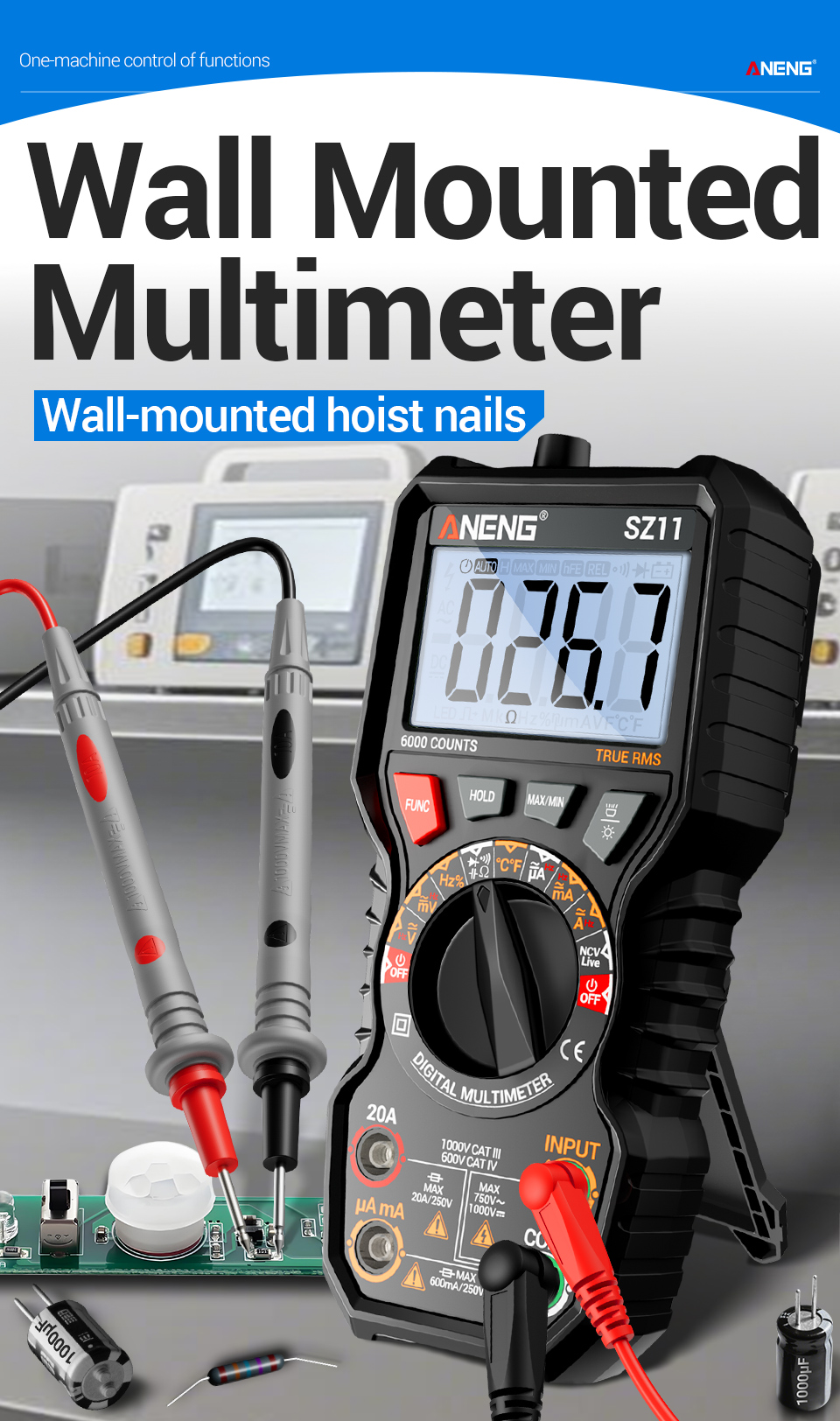 ANENG SZ11 Multimeter with Temperature Measurement, Live/Neutral Wire ...