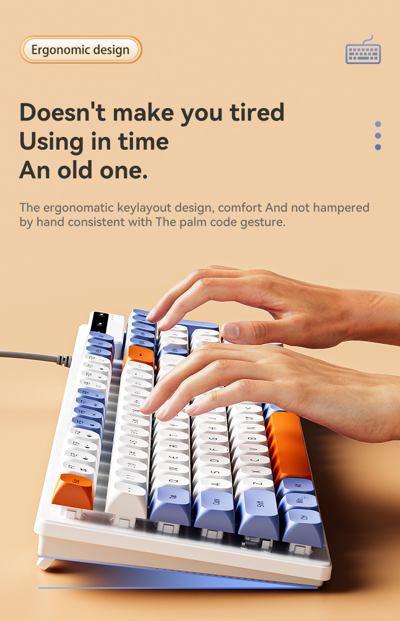 KIVEE K53 Silent Wired Keyboard Ergonomic Design Waterproof Portable ...