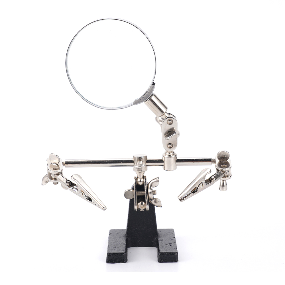 5X Magnifier Helping Hands Alligator Clips Cast Iron Base 360° Rotation ...