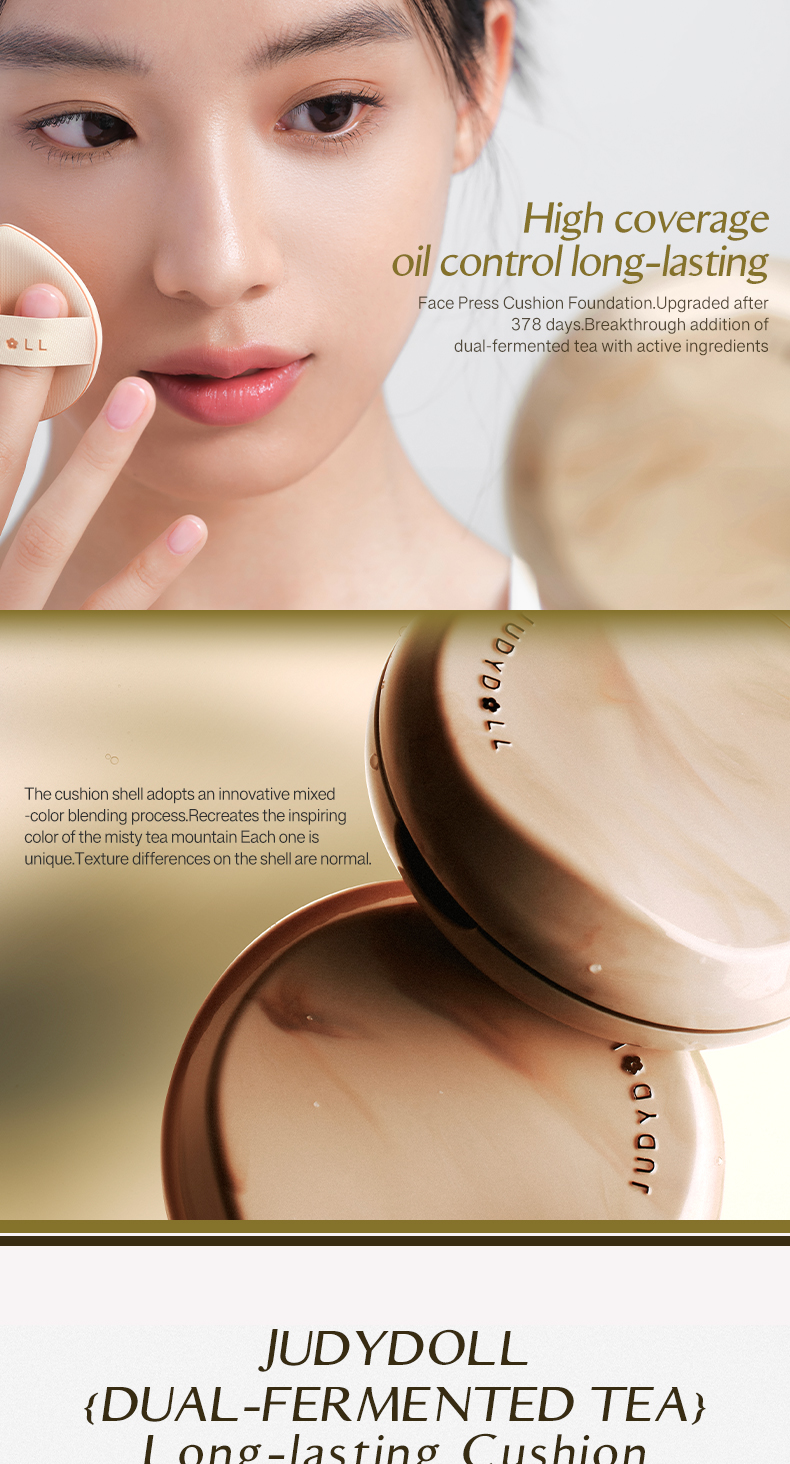 Judydoll 橘朵 Dual Fermented Tea Cushion Foundation 24H Long-lasting Oil ...
