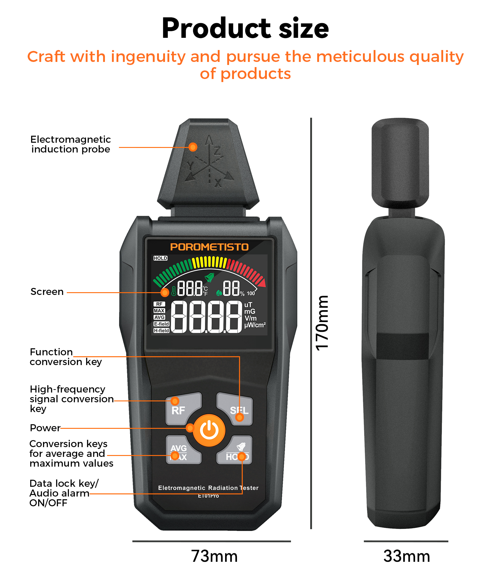 ET01Pro EMF Meter Magnetic Field Detector 5 In1 Electromagnetic ...