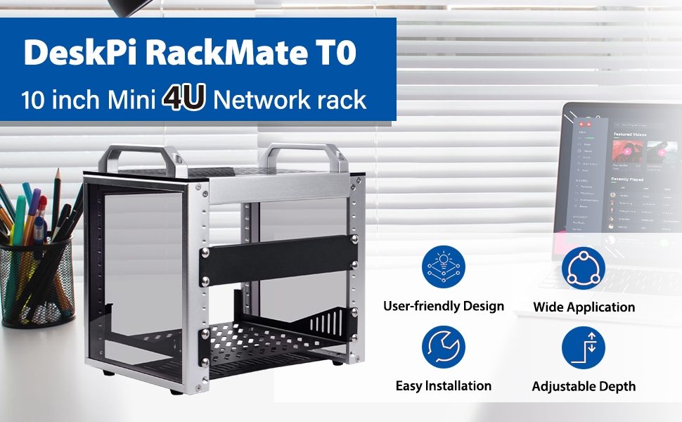 DeskPi RackMate T0 Rackmount, 10 Inch 4U Server Cabinet for Network ...