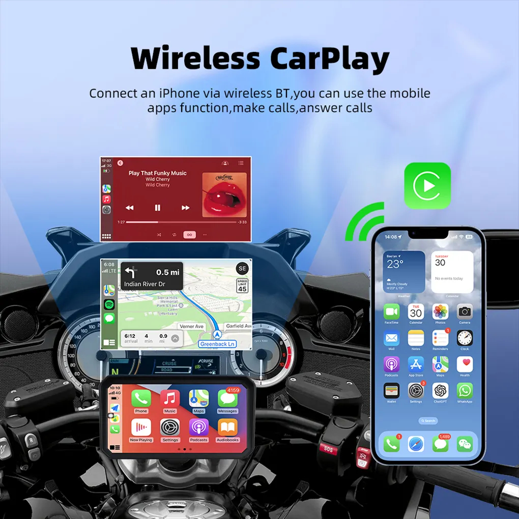 EKLEVA 6 Inch Motorcycle DVR Android 14 8 Cores 4+64GB Motor Wireless ...