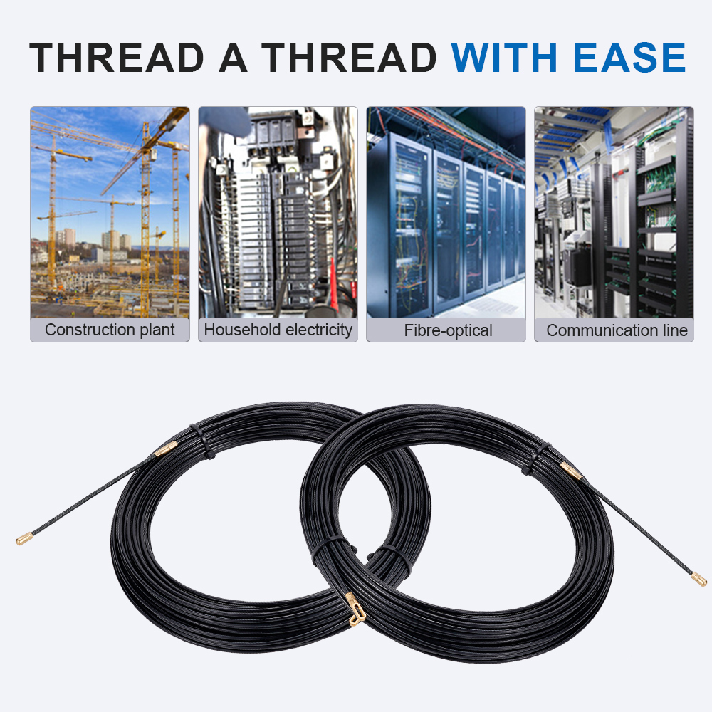 3mm 5-40M Cable Guide Tape Puller Extractor Guide Black Nylon Wall Wire ...