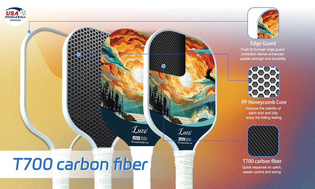 Luzz Pickleball Paddle Original Paddle Set (16mm) T700 Carbon Fiber ...