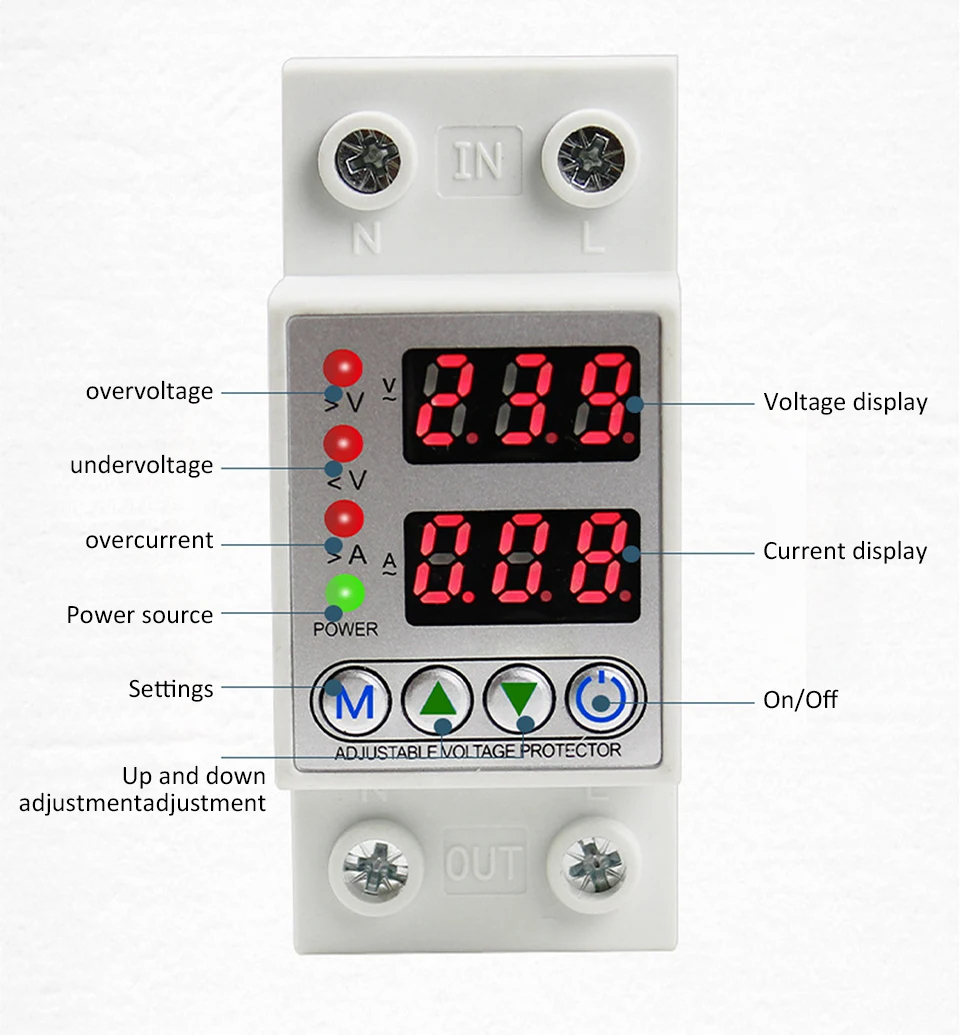 Power Protection Device Dual Display Over Under Voltage Protector AVP ...