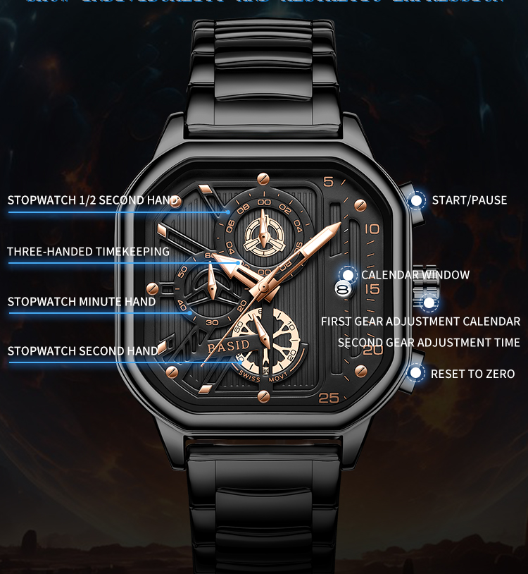 BASID Square Quartz Waterproof Watch For Men 7260 | Shopee Malaysia
