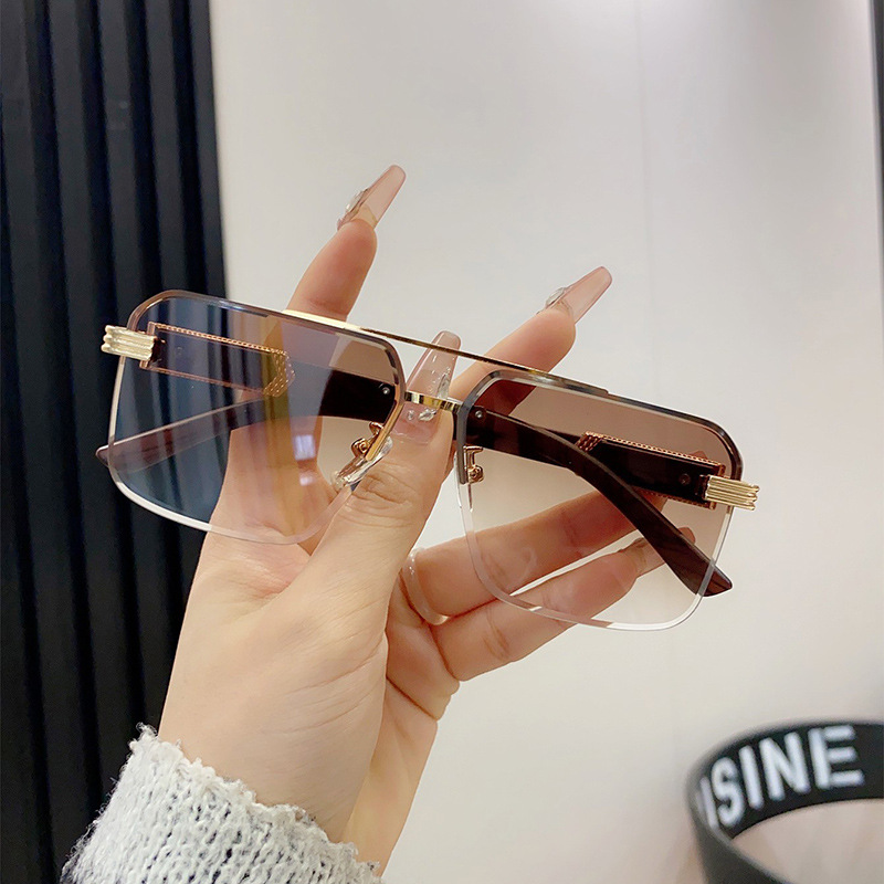 Men's High-End Sunglasses Square Gradient Large Frame Sunglasses Retro ...