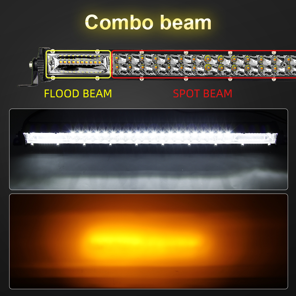 7-52inch Double Row Car LED Light Bar Fog Light Dual Color Strobe 6500K ...