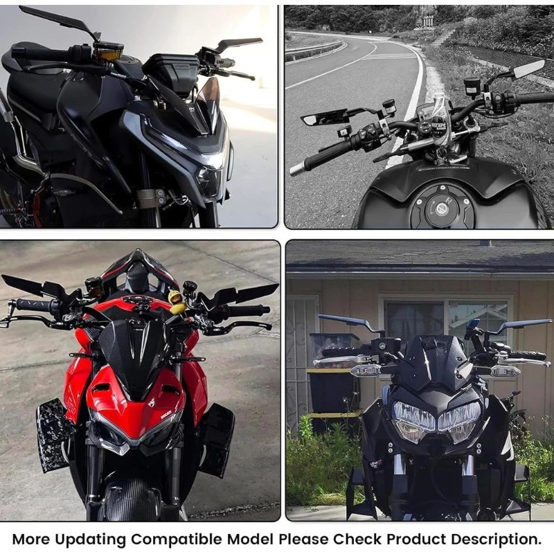 UNIVERSAL SIDE MIRROR WINGLET FULL ALLOY FIXED WIND WING YAMAHA HONDA ...