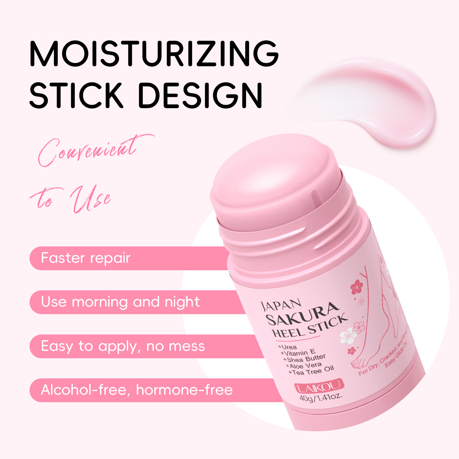LAIKOU Japan Sakura Heel Stick Vitamin E Non-Greasy Long-Lasting ...