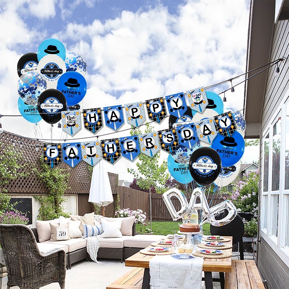 Glitter Happy Father's Day Banner – Blue, DIY Party Decor, 6.8 Inch Letters - View #4