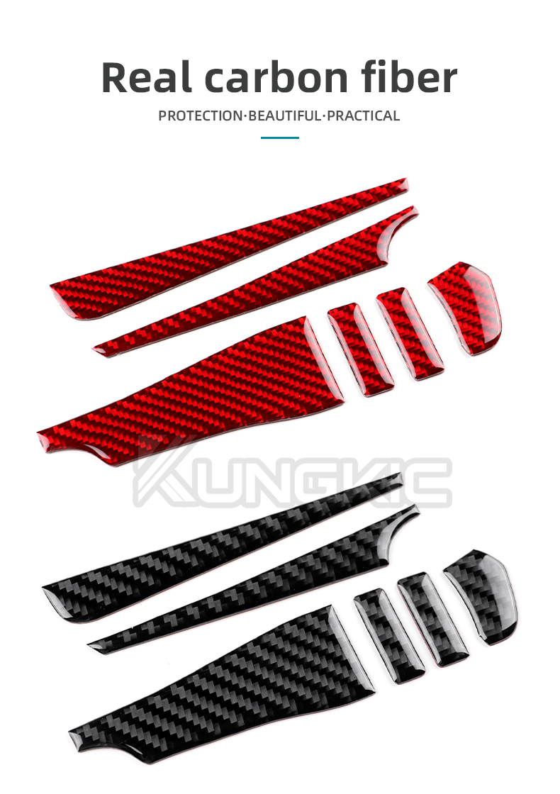 Adesivo Decorativo Per Maniglia Portiera Interna In Fibra Di Carbonio Per Mazda 3 Axela 2019-2024 - Protezione Anti Graffio In Rosso - KUNGKIC