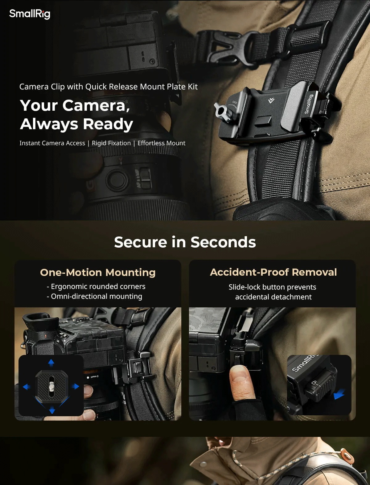 SmallRig Camera Clip with Quick Release Mount Plate Kit 5053 | Shopee ...