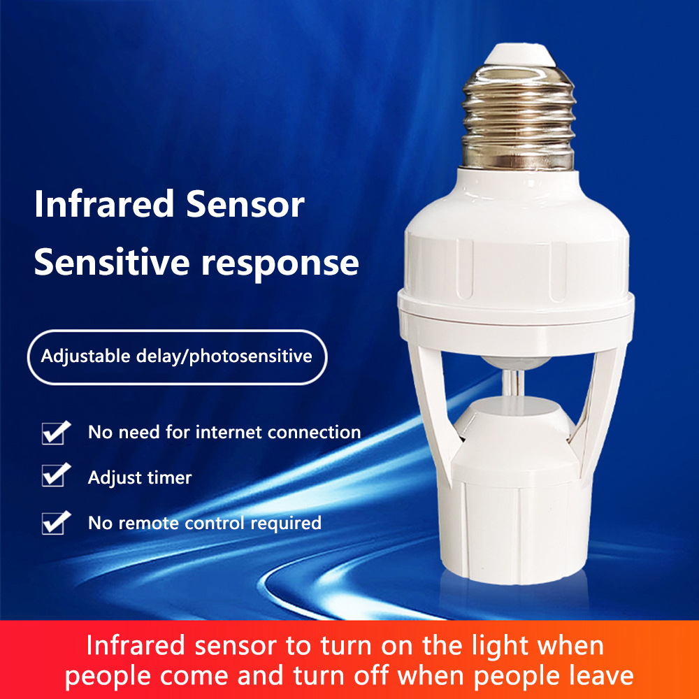 Motion Sensor Light Lamp Base Switch for Light E27 Switch Lamp Socket ...