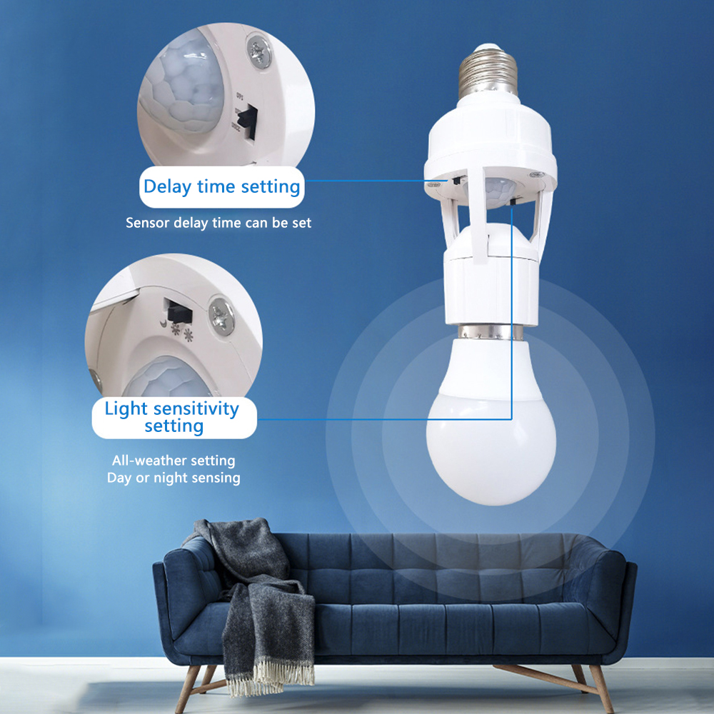 Motion Sensor Light Lamp Base Switch for Light E27 Switch Lamp Socket ...