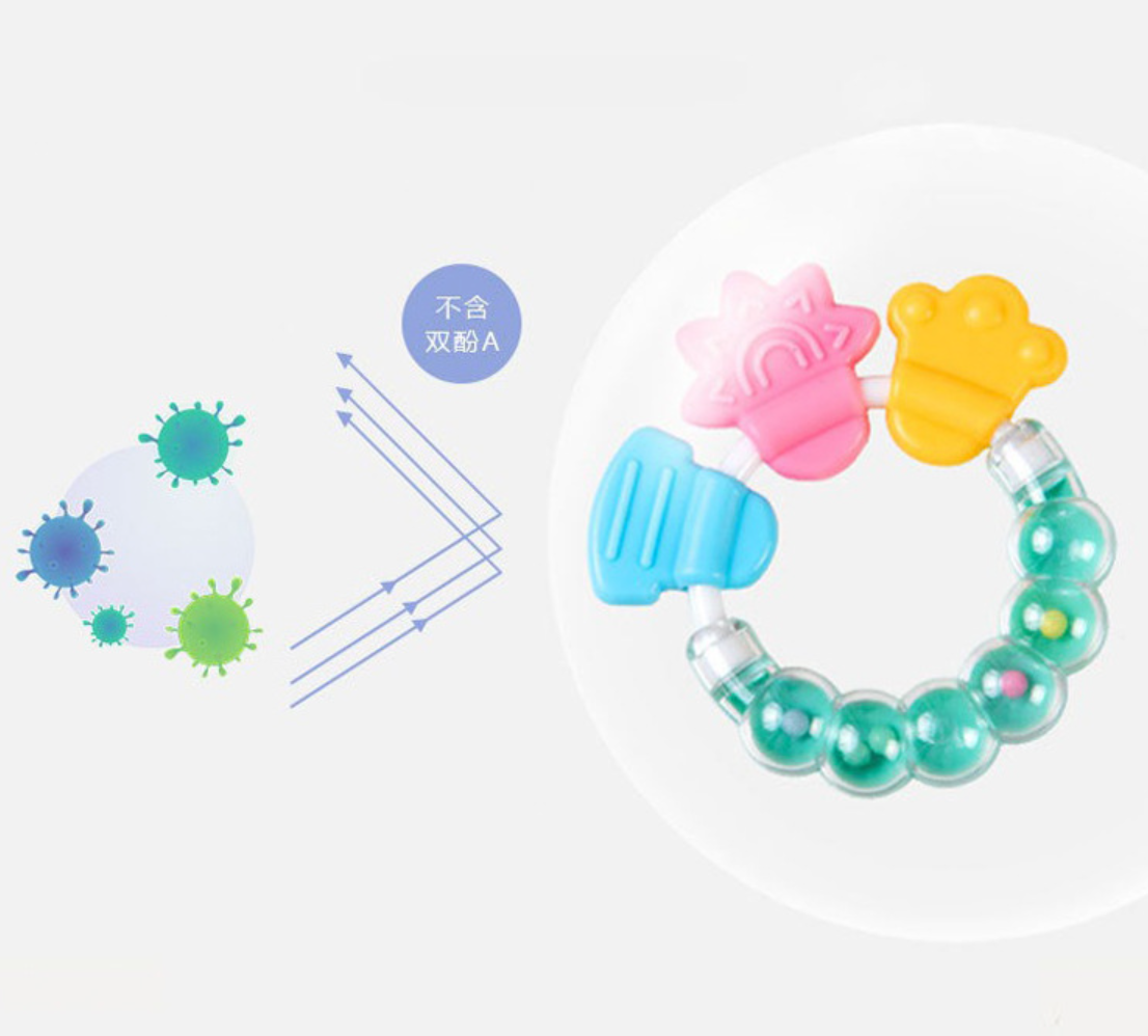 BPA Free Baby Rattle Teether Circle Ring Infant Rattles Bite Teether ...