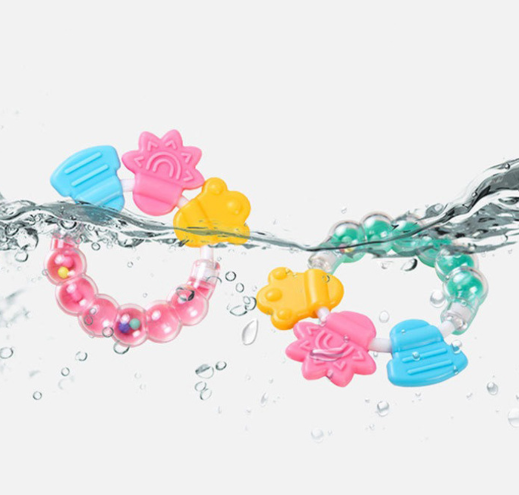 BPA Free Baby Rattle Teether Circle Ring Infant Rattles Bite Teether ...