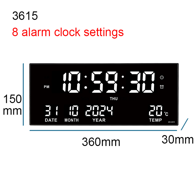 Local 15/21 Inch Large Digital Wall Clock USB Powered Time Calendar 12 ...