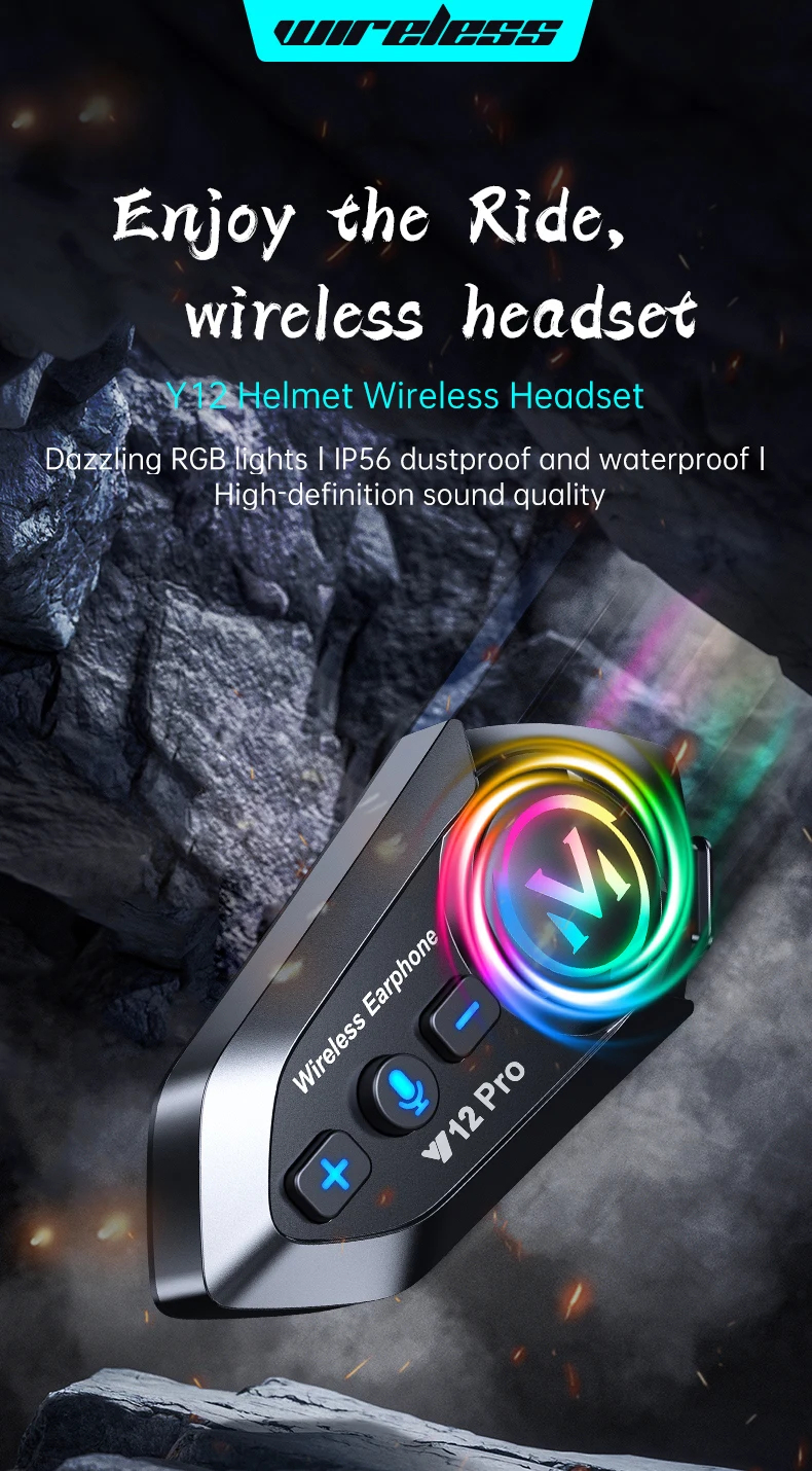 Motorcycle Helmet Intercom Bluetooth 5.3 LCD Display Headset For 2 Riders With Music Sharing And Flashlight 500m Interphone I5274684706 - View #10