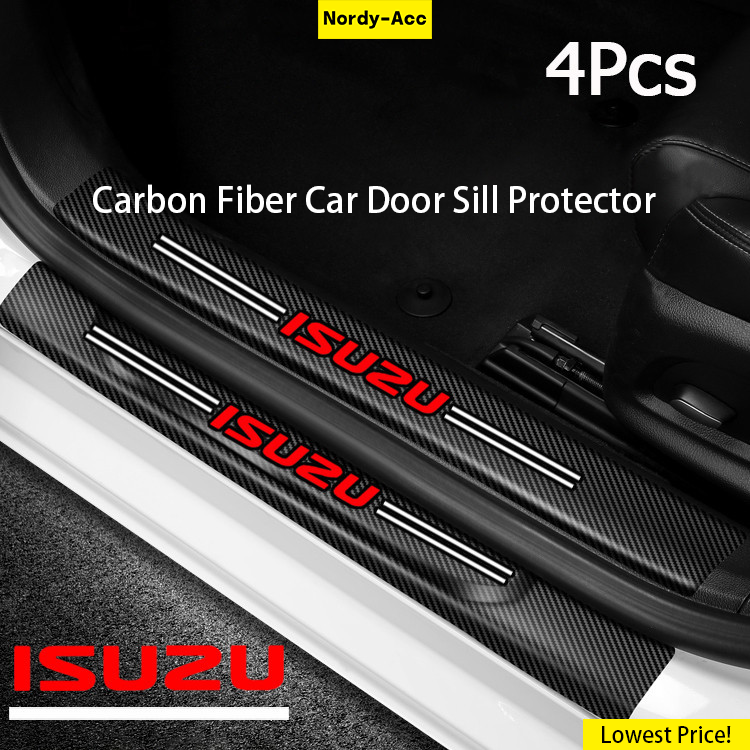 Car Door Sill 4PCS/8pcs Carbon Fiber Sticker Decals For Isuzu Dmax MUX ...