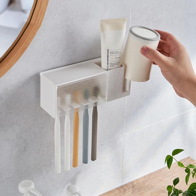 Wall-Mounted Toothbrush and Mouthwash Holder Set: Non-Perforated Dental ...