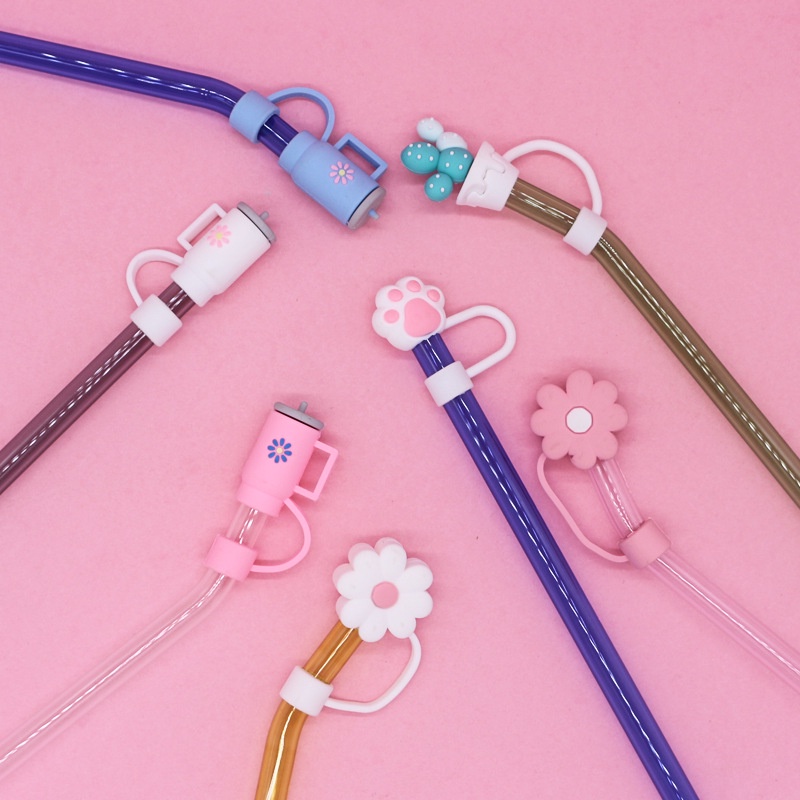 10mm PVC Soft Silicone Straw Cover Cute Food Grade Dustproof Straw Cap ...