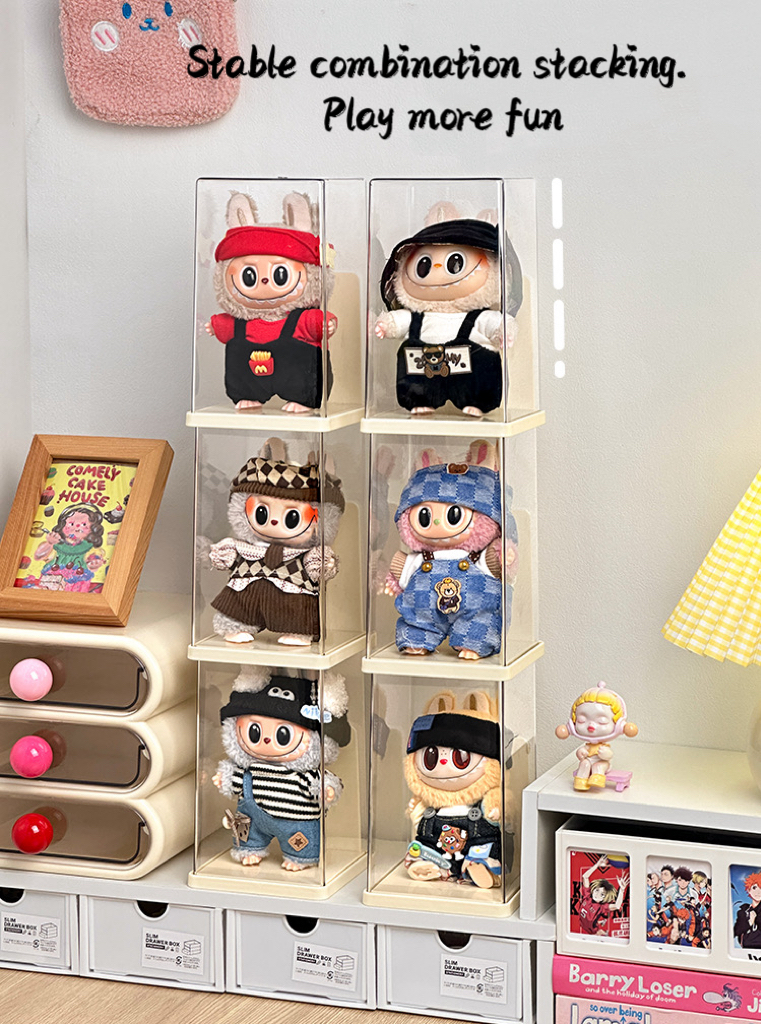 Labubu Display Cabinet Transparent Labubu Plush Toy Figurine Blind Box ...